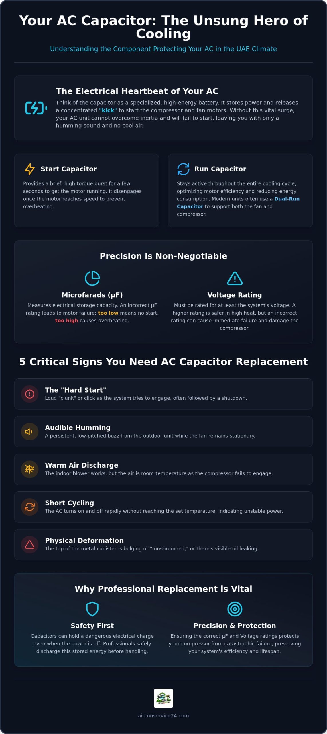 Expert AC Capacitor Replacement Dubai: Restoring Your System’s Power